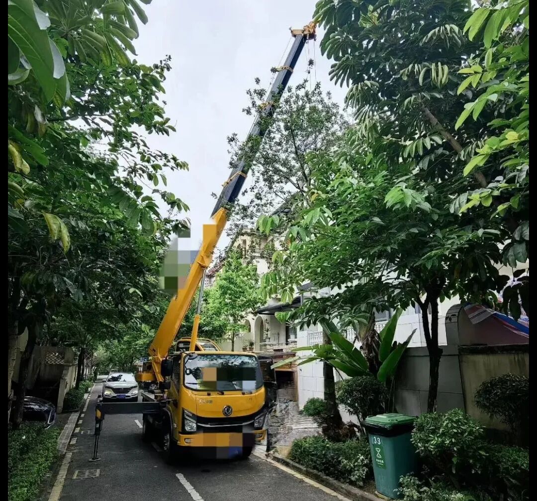 六楼窗口吊空调？窄巷子种大树？有这辆“小钢炮”，施工队再也不愁了